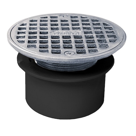 Jones Stephens 3in. PVC Inside Pipe Fit Drain Base with 2in. Metal Spud and 4in. Chrome Plated Strainer D53182
